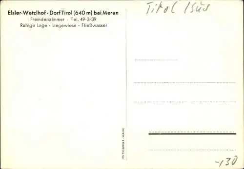 Ak Dorf Tirol Tirolo Südtirol, Elster Wetzlhof