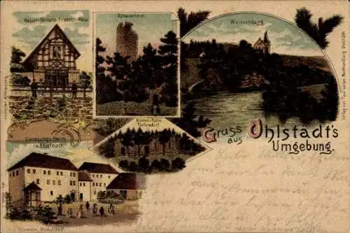 Litho Uhlstädt Kirchhasel an der Saale, Kaiser Wilheim Friedrich Höhe, Genesungsheim