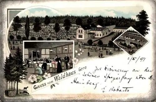 Litho Gera in Thüringen, Gasthaus Waldhaus, Saal