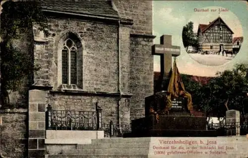 Ak Vierzehnheiligen Jena, Denkmal der Schlacht, Gasthof zur Linde