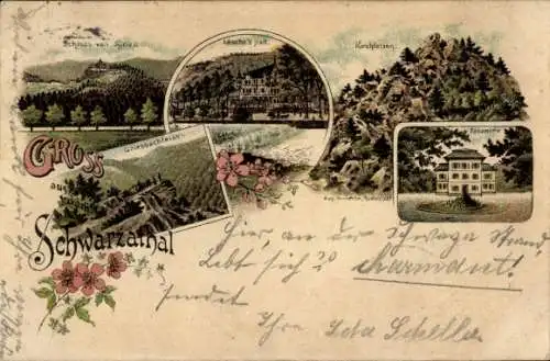 Litho Bad Blankenburg in Thüringen, Schwarzatal, Schloss