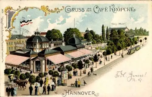 Litho Hannover in Niedersachsen, Café Kröpcke, Königliches Theater