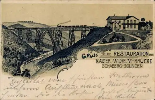 Litho Schaberg Solingen im Bergischen Land, Restauration zur Kaiser-Wilhelm-Brücke