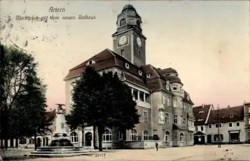 Ak Artern an der Unstrut, Marktplatz, Neues Rathaus