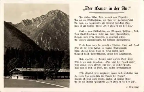 Ak Bad Wiessee in Oberbayern, Bauer in der Au, Gedicht