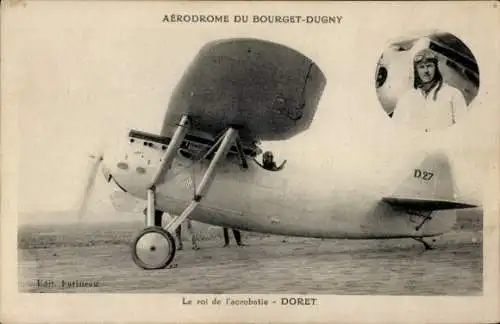 Ak Le Bourget Seine Saint Denis, Der König der Luftakrobatik, Doret, D27