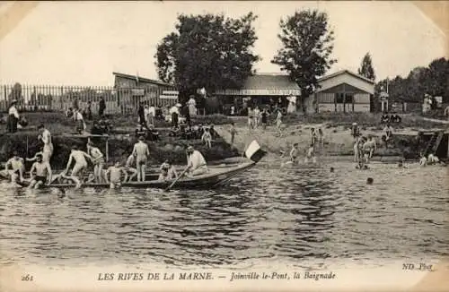 Ak Marne, Baden im Fluß