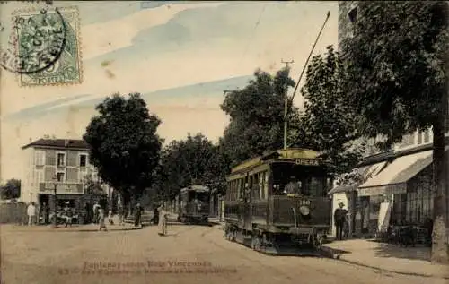 Ak Fontenay sous Bois Val de Marne, Strassenansicht mit Straßenbahn