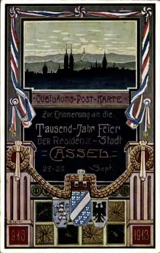 Wappen Künstler Ak Kassel in Hessen, Tausend Jahr Feier 1913