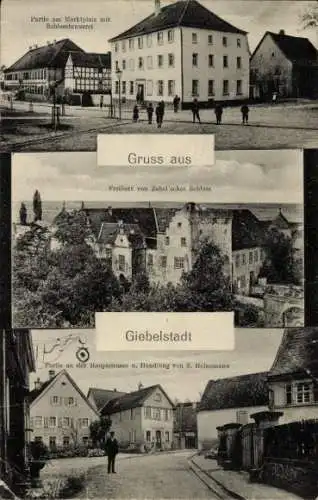 Ak Giebelstadt in Unterfranken, Marktplatz, Schlossbrauerei, Schloss Zobel