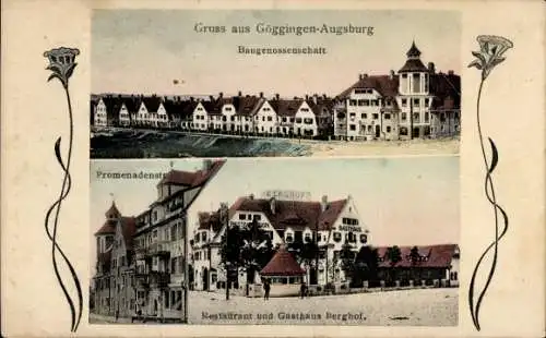 Ak Göggingen Augsburg in Schwaben, Baugenossenschaft, Restaurant Berghof