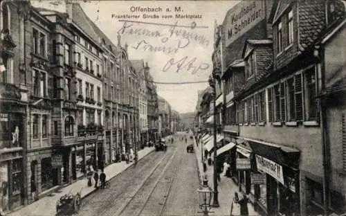 Ak Offenbach am Main Hessen, Frankfurter Straße vom Marktplatz, Geschäfte