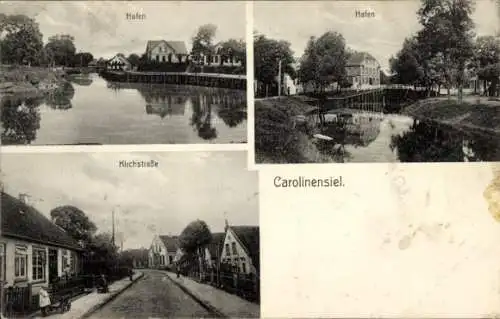 Ak Nordseebad Carolinensiel Wittmund in Ostfriesland, Hotel zum Deutschen Hause, Hafen