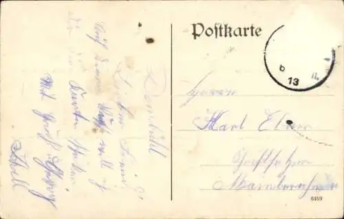 Ak Dombühl in Mittelfranken, Totale, Schulhaus, Pfarrhaus, Gasthäuser