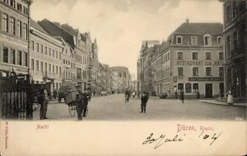 Ak Düren im Rheinland, Restaurant zum Rathaus, Markt