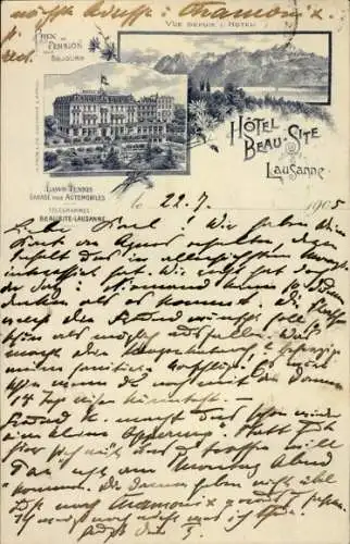 Litho Lausanne Kanton Waadt, Hotel Beau Site