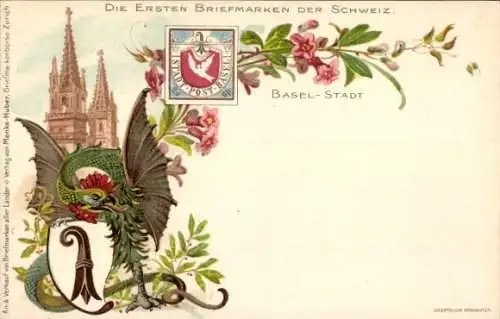 Litho Basel Stadt Schweiz, Die ersten Briefmarken der Schweiz, Stadtpost Basel