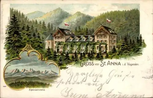 Litho Soultz Haut Rhin Sulz Elsass Haut Rhin, Sankt Anna, Alpenpanorama