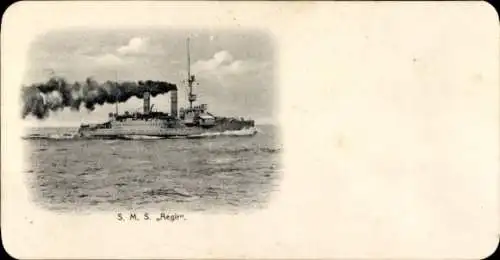 Karte deutsches Kriegsschiff S.M.S. Aegir, um 1900