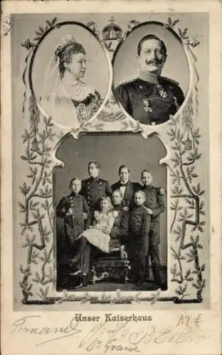 Ak Unser Kaiserhaus, Kaiser Wilhelm II., Prinzen