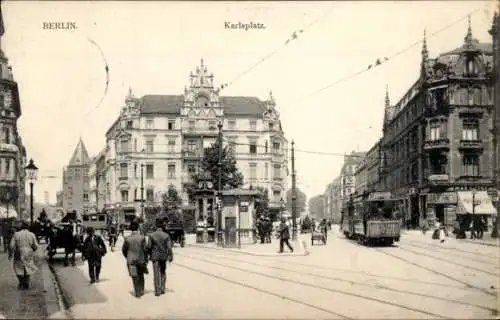 Ak Berlin Mitte, Karlsplatz, Straßenbahn