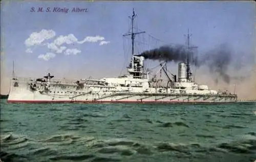 Ak deutsches Schlachtschiff S.M.S. König Albert auf See