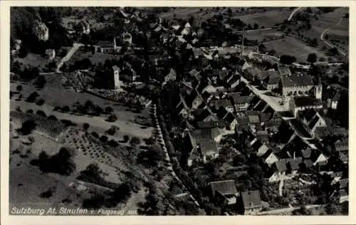 Ak Sulzburg im Markgräflerland Baden Schwarzwald, Fliegeraufnahme