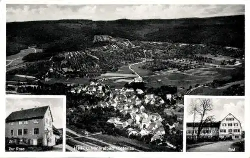 Ak Rietenau Aspach in Württemberg, Gasthaus zur Rose, Fliegeraufnahme