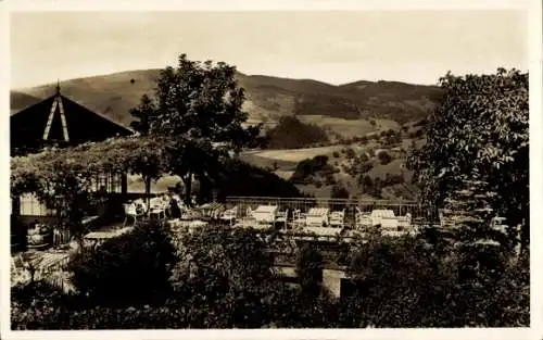 Ak Lindenfels im Odenwald Hessen, Terrassenrestaurant, Kurhotel Auguste Viktoria, Umland