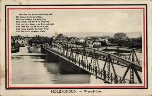 Ak Holzminden an der Weser, Weserbrücke, Gedicht