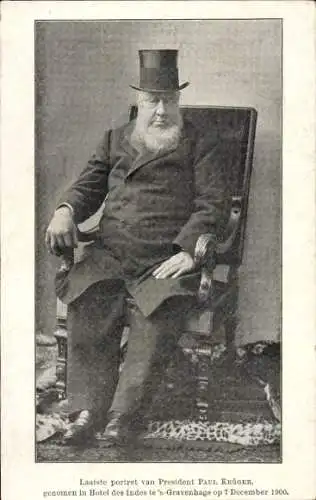 Ak Letztes Portrait von Paul Kruger, Hotel des Indes, 's Gravenhage, 7. Dezember 1900