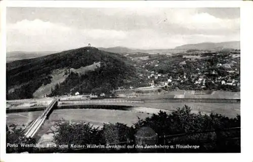 Ak Porta Westfalica an der Weser,  Blick vom Kaiser-Wilhelm-Denkmal auf Jacobsberg u. Hausberge