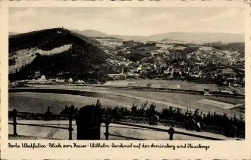 Ak Porta Westfalica an der Weser, Blick vom Kaiser-Wilhelm-Denkmal auf Arminsberg und Hausberge