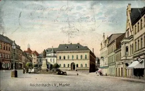 Ak Reichenbach im Vogtland, Markt.