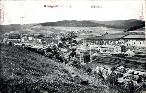 Ak Klingenthal im Vogtland Sachsen, Gesamtansicht mit Bahnhof