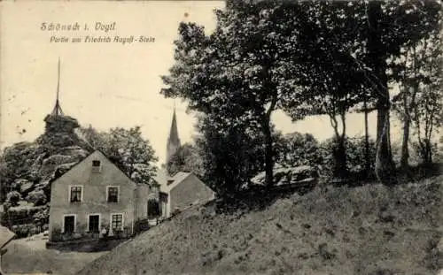 Ak Schöneck im Vogtland,  am Friedrich August-Stein