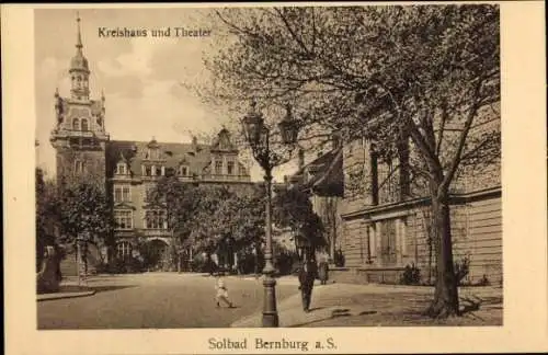 Ak Bernburg an der Saale, Kreishaus, Theater