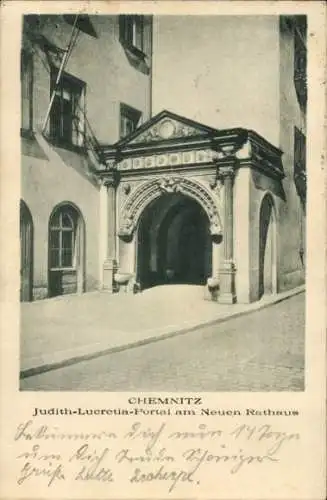 Ak Chemnitz in Sachsen, Judith-Lucretia-Portal, neues Rathaus