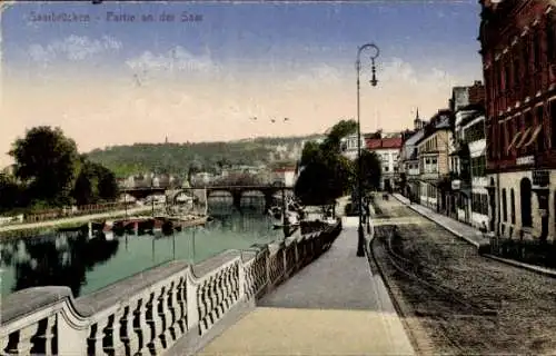 Ak Saarbrücken im Saarland, Uferstraße an der Saar