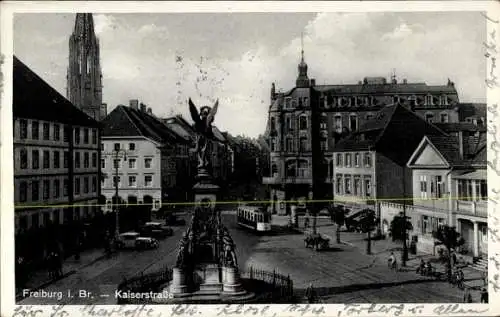 Ak Freiburg im Breisgau, Kaiserstraße, Denkmal