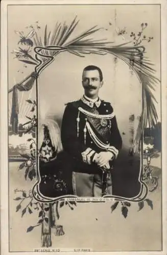 Passepartout Ak König Viktor Emanuel III. von Italien, Portrait
