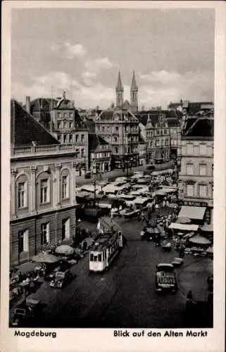 Ak Magdeburg, Blick auf den Alten Markt, Tram