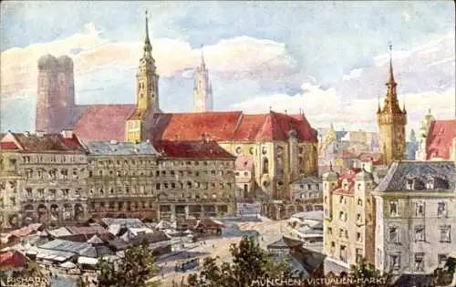 Künstler Ak Wagner, Richard, München Bayern, Der Victualienmarkt