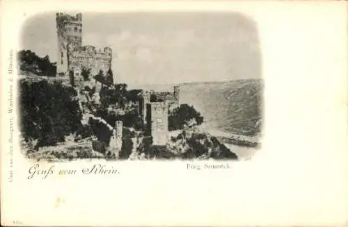 Ak Niederheimbach am Rhein, Burg Sooneck, Burg Sonneck