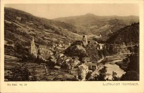 Ak Heimbach in der Eifel, Blick über den Ort, Panorama