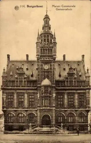 Ak Borgerhout Flandern Antwerpen, Gemeindehaus