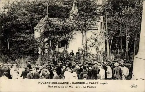 Ak Nogent sur Marne Val de Marne, Garnier et Valet traques, Nuit du 14 au 15 Mai 1912, Le Pavillon