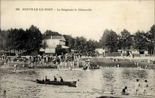 Ak Joinville le Pont Val de Marne, Schwimmen am Sonntag im Fluß