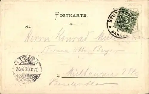 Präge Passepartout Ak Obertürkheim Stuttgart in Württemberg, Gesamtansicht