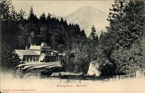 Ak Brünig Kulm Kanton Bern, Bahnhof, Geisseite